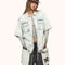 Camisa Denim Retro Desteñida con Mangas Cortas y Bordes Deshilachados
