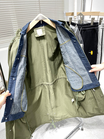 Abrigo Tipo Gabardina Falsa Dos Piezas Largo Medio para Hombre - Image 11