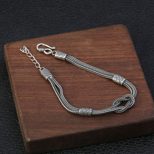 Pulsera de Plata Tailandesa Tejida a Mano - Diseño Retro Nicho en Plata 925 - Image 3