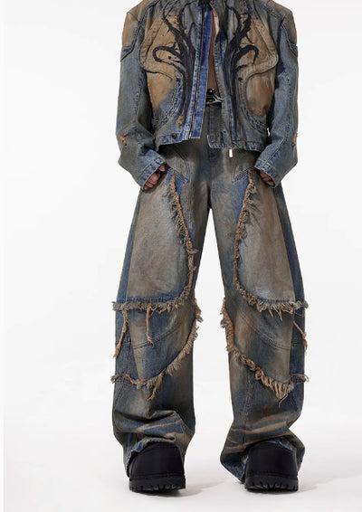 Jeans Desgastados Estilo Americano con Cortes - Image 9