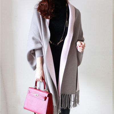 Cardigan Suéter Tipo Chal con Flecos para Mujer - Image 4