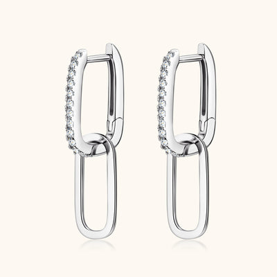 Aretes de Plata S925 Moissanita Doble Aro Diseño Luxury Nicho con Borla - Image 3
