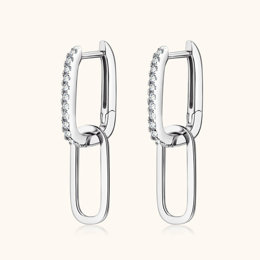 Aretes de Plata S925 Moissanita Doble Aro Diseño Luxury Nicho con Borla - Image 3