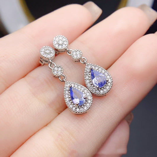 Aretes de Tanzanita Natural en Plata - Accesorios Elegantes para Mujer - Image 10