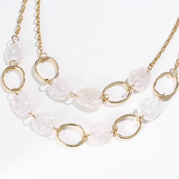 Collar Corto Geométrico Multicapa Acetato y Aleación para Mujer