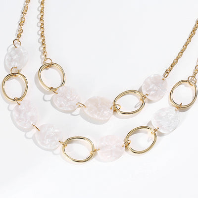 Collar Corto Geométrico Multicapa Acetato y Aleación para Mujer - Image 2