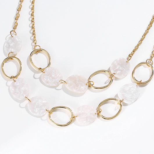 Collar Corto Geométrico Multicapa Acetato y Aleación para Mujer - Image 2