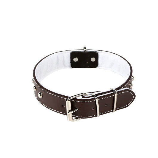 Collar de Cuero para Mascotas con Remaches Cromados Acero Inoxidable