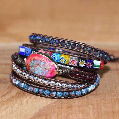 Pulsera de Cuero Turquesa Tejida a Mano - Image 2