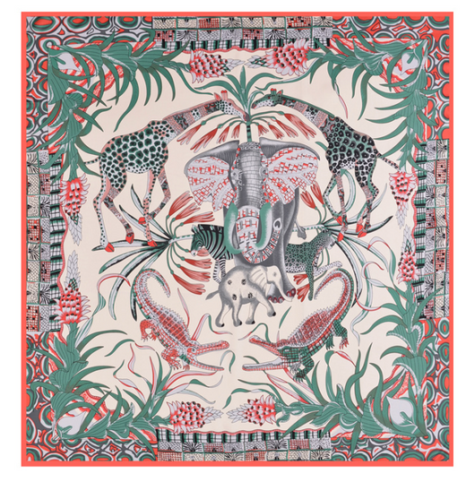 Pañuelo de Seda Twill Estampado Flores y Aves Jungle 130cm Protección Solar - Image 42