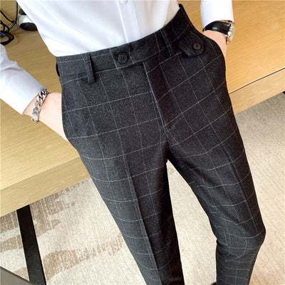 Pantalón de Vestir Slim Fit Cuadros Clásicos Británicos - Elegancia Coreana para Hombre - Image 6