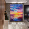 Cuadro Óleo Boho Moderno Atardecer Marina Texturizado Pintado a Mano para Sala