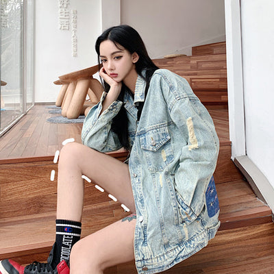 Chaqueta Denim para Parejas con Parche Dinosaurio Estilo Europeo y Americano - Image 6