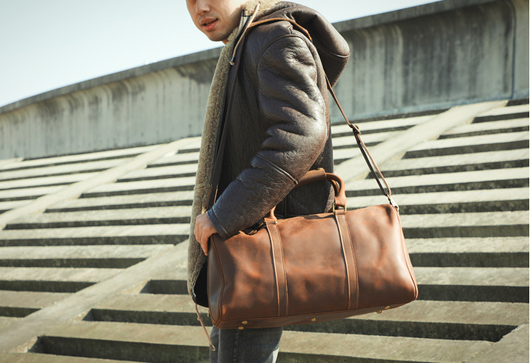 Bolsa de Viaje Retro en Cuero Genuino - Gran Capacidad para Hombre - Image 9