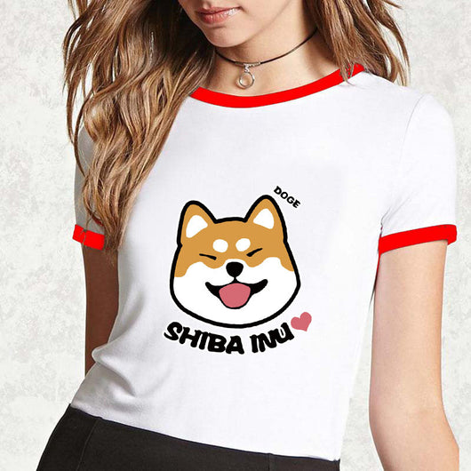 Polera Suelta Estilo Coreano con Estampado Shiba Inu - Diseño Fire