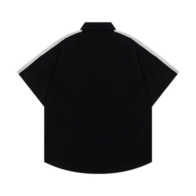 Camisa de Rayas Patchwork Manga Corta para Hombre - Image 2