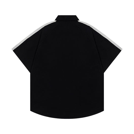 Camisa de Rayas Patchwork Manga Corta para Hombre - Image 2
