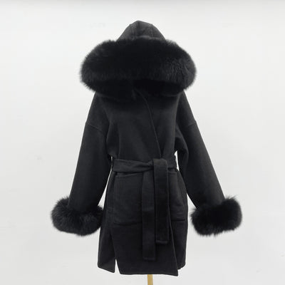 Abrigo de Lana Reversible con Cuello de Pelaje Oversized - Image 10