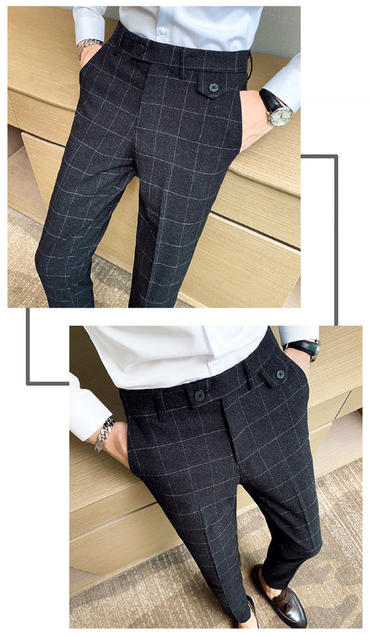 Pantalón de Vestir Slim Fit Cuadros Clásicos Británicos - Elegancia Coreana para Hombre - Image 14