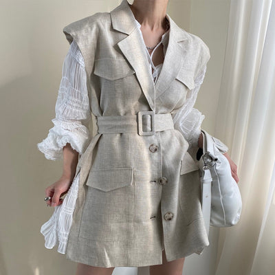 Vestido Elegante con Cuello Redondo y Mangas Abullonadas - Image 10