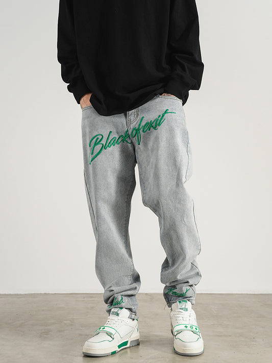 Jeans Skinny Fit con Bordado Retro Estilo Americano para Hombre - Image 2