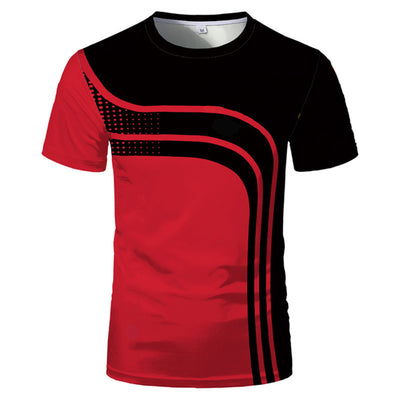 Playera 3D Estampada Roja y Negra con Costuras Reforzadas para Hombre Verano - Image 12