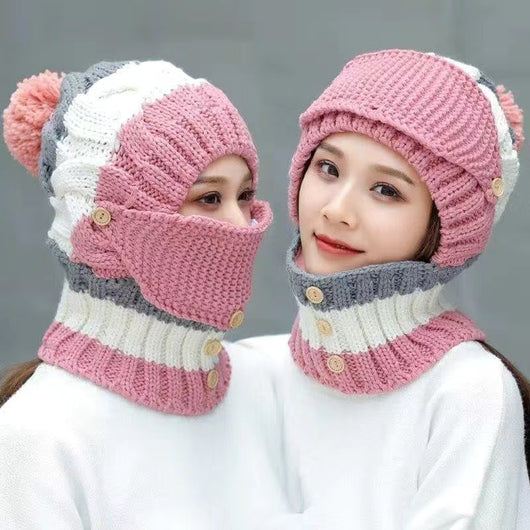 Gorro Femenino Otoño Invierno con Babero Integrado - Image 6