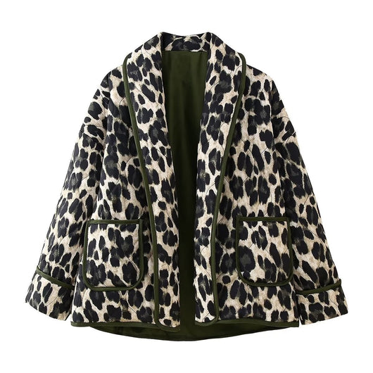 Abrigo Suelto de Piel de Cordero Estampado Leopardo - Image 10