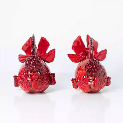 Mueble TV Entrada Cristal Rojo con Adornos Peces Dorados - Image 2
