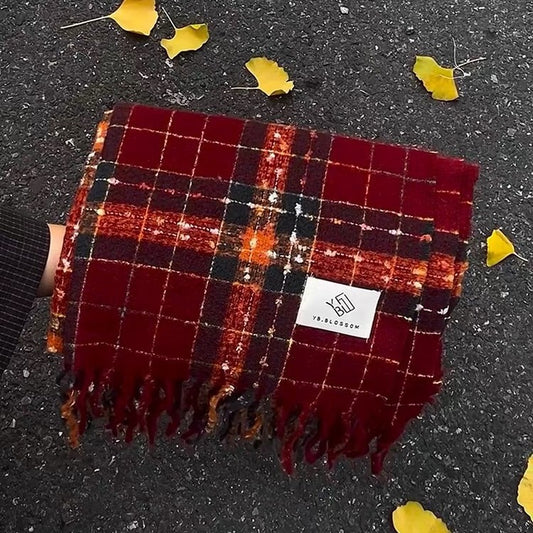 Bufanda de Imitación Cashmira para Mujer con Flecos - Versátil y Elegante