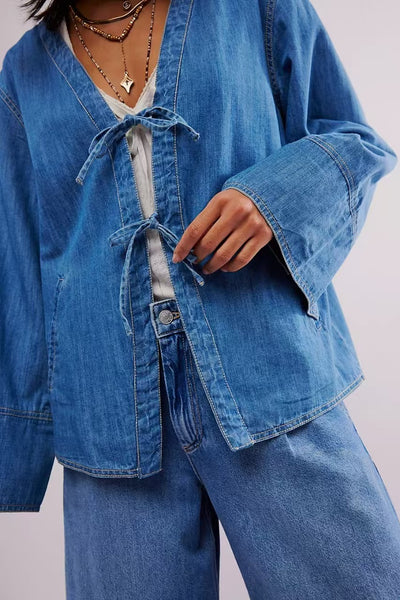Chaqueta Camisa Denim Lavado con Bolsillos y Mangas Largas - Image 10