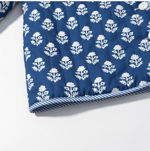 Abrigo Reversible de Algodón con Cuello Mao Estampado para Mujer - Image 6