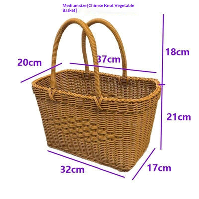 Canasta Tejida de Ratán para Compras, Frutas y Flores - Image 11
