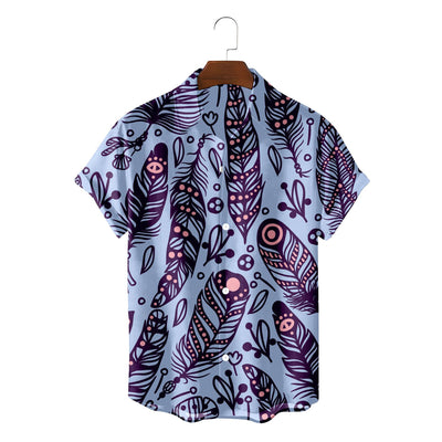 Camisa Suelta de Plumas para Hombre - Estilo Vacaciones Playa - Image 17