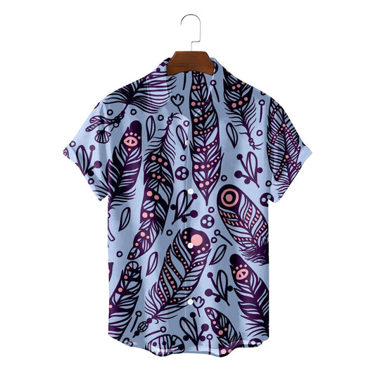 Camisa Suelta de Plumas para Hombre - Estilo Vacaciones Playa - Image 17