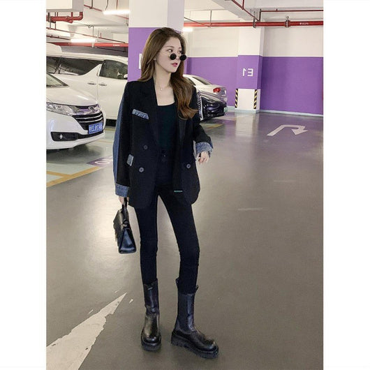 Chaqueta Blazer Denim con Costuras Decorativas para Mujer - Image 5
