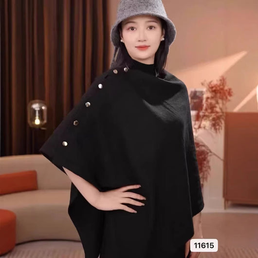 Poncho Capa Tejida Suelta para Mujer - Diseño Liso y Versátil