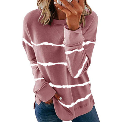 Sudadera Suelta de Cuello Redondo con Rayas Tie Dye para Mujer - Image 8