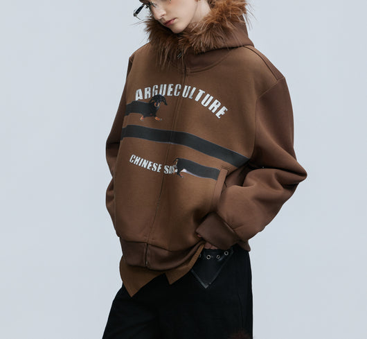 Cardigan Abrigo Retro con Cuello de Pelaje y Diseño Diamante Oversized - Image 14