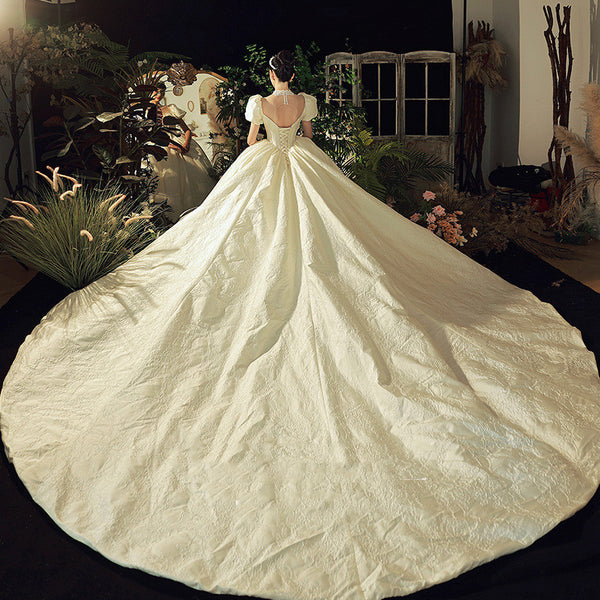 Vestido de Novia Vintage Francés de Satén Brillante
