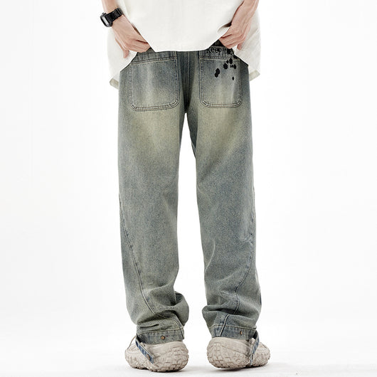 Pantalones Rectos Anchos Lavados Vintage para Hombre - Image 3