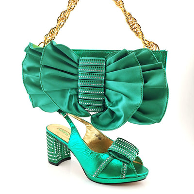 Conjunto Elegante: Tacones Altos de Boca de Pez PU con Bolso Clutch de Moño - Image 8