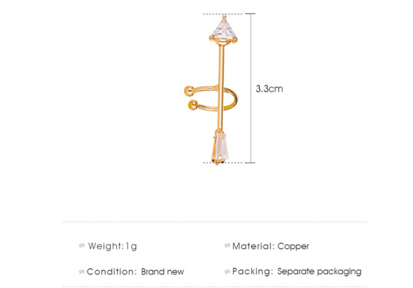 Aretes Clip Flecha de Circonia con Estilo Temperamental