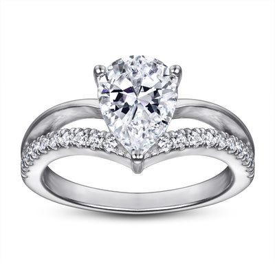 Anillo de Plata con Diamante Simulado en Forma de Gota para Mujer - Image 12