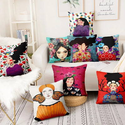 Funda de Almohada de Lino con Diseño Pintado Diario - Image 33