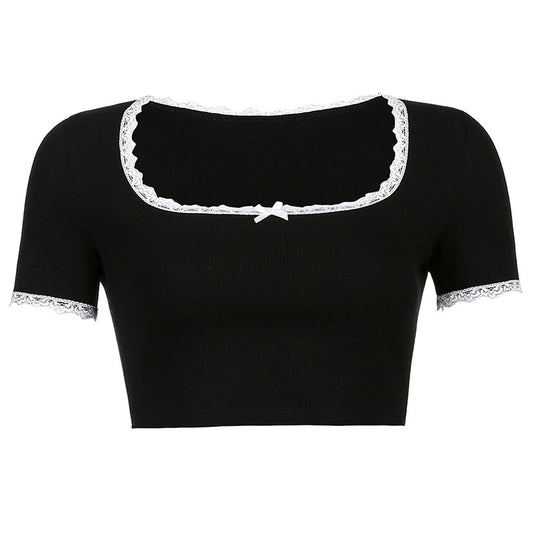 Blusa de Encaje con Escote Cuadrado y Lazo Frontal - Image 2