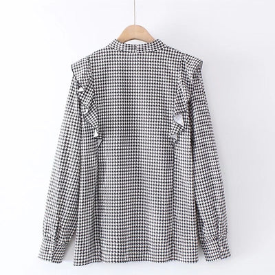 Camisa Retro Cuadros Houndstooth Talla Grande para Mujer - Image 5