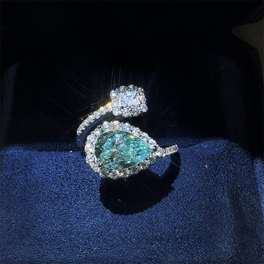 Anillo de Moissanita de 2 Quilates Verde Drip para Mujer - Image 13