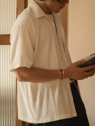 Camisa Vintage Hombre Jacquard Calada - Image 6