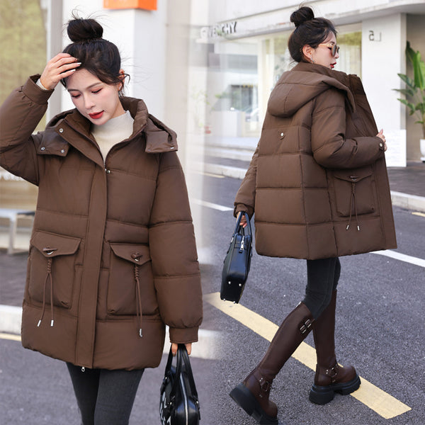 Abrigo de Invierno Coreano para Mujer - Algodón Grueso Largo
